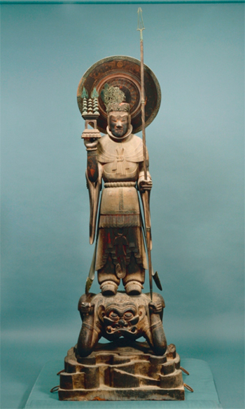 National Treasure, Standing statue of Vaisravana (one of the Four Devas) (in main hall), Asuka Period, 7th century, Horyu-ji collection, Nara