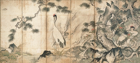 四季花鳥図屏風　雪舟筆　京都国立博物館蔵（第2期展示）