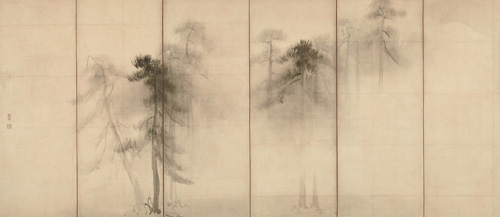 国宝　松林図屏風（左隻）