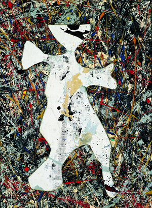 ジャクソン・ポロック 《カット・アウト》 1948 - 58年 / 77.0 × 56.8 cm / 油彩，エナメル塗料，アルミニウム塗料など・厚紙，カンヴァス，ファイバーボード