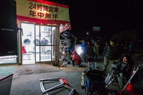 コインランドリーを使用した撮影現場