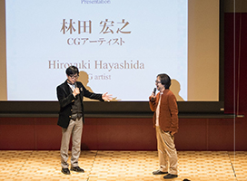 Mr. Hayashida being interviewed by Mr. Nakatani.