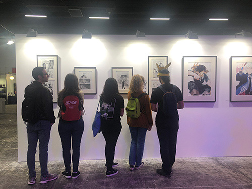 Visitors appreciating of 'Blue Period.' exhibition.