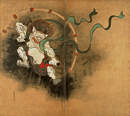 重要文化財　風神雷神図屏風　尾形光琳筆（東京国立博物館所蔵）