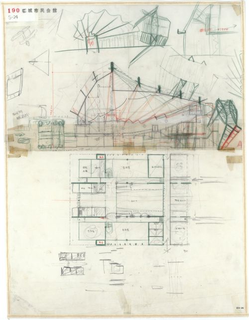 KIKUTAKE Kiyonori｜Miyakonojo Civic Center, Sketch｜©KIKUTAKE Kiyonori