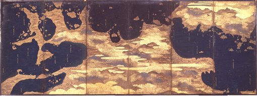 Folding screen of Seto Inland Sea (photo shows left screen of map of Kyushu, Nagasaki Museum of History and Culture)