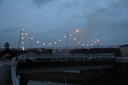 Lanterns adorn the bridge