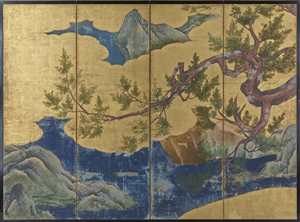 檜図屏風(右隻)