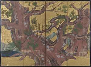 檜図屏風(右隻)