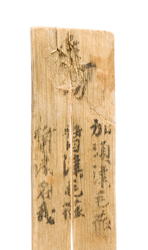 「加須津毛瓜」と書かれた木簡(部分)