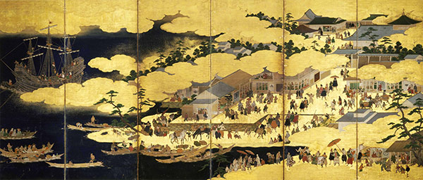 狩野孝信筆 唐船・南蛮船図屏風 九州国立博物館所蔵