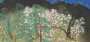 夜桜(右隻) 横山大観筆 昭和4年(1929)