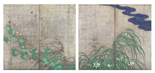 重要文化財　夏秋草図屛風　酒井抱一筆　江戸時代・19世紀