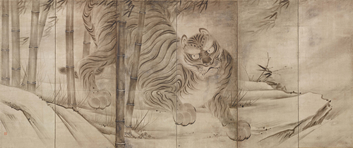 龍虎図屏風（左隻） 曽我直庵筆　安土桃山～江戸時代・17世紀　東京国立博物館蔵