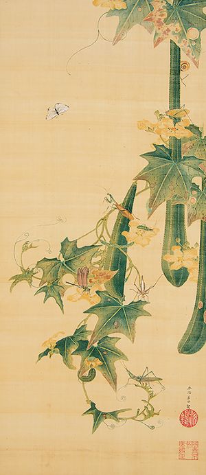 糸瓜群虫図　伊藤若冲筆　江戸時代・18世紀　京都・細見美術館