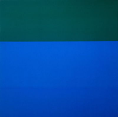 ブリンキー・パレルモ 《無題（布絵画：緑／青）》 1969年　クンストパラスト美術館、デュッセルドルフ　©Kunstpalast – ARTOTHEK
