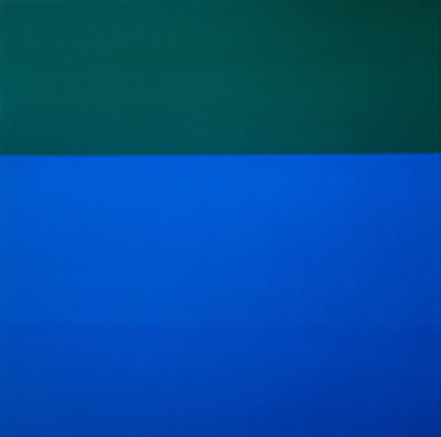 ブリンキー・パレルモ 《無題(布絵画:緑/青)》 1969年 クンストパラスト美術館、デュッセルドルフ ©Kunstpalast – ARTOTHEK