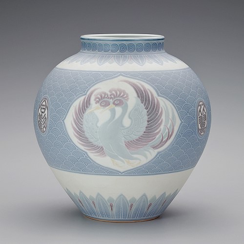 板谷波山《葆光彩磁和合文様花瓶》1914-19年頃MOA美術館蔵