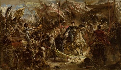 ヤン・マテイコ《1683年、ウィーンでの対トルコ軍勝利伝達の教皇宛書簡を使者デンホフに手渡すヤン3世ソビェスキ》1880年、クラクフ国立博物館蔵