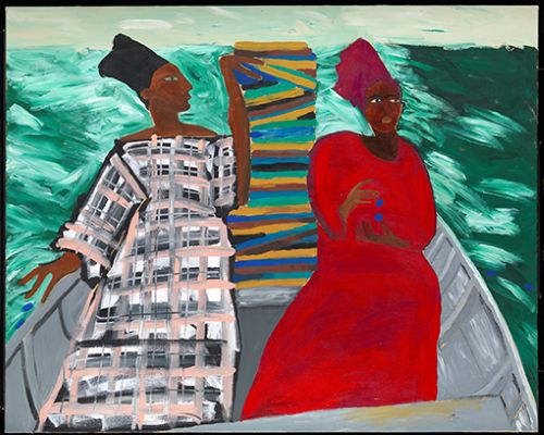 ルベイナ・ヒミド《二人の間で私の心はバランスをとる》1991年、テート美術館蔵 Photo: Tate© Lubaina Himid. Courtesy HollybushGardens and Greene Naftali