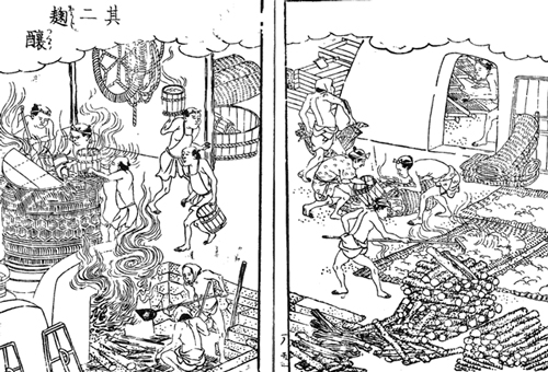 図1『日本山海名産圖會』(1799年)にみるこうじ造り
