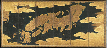 紙本金地著色世界及日本地図〈／六曲屏風〉