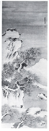 紙本著色雪景図